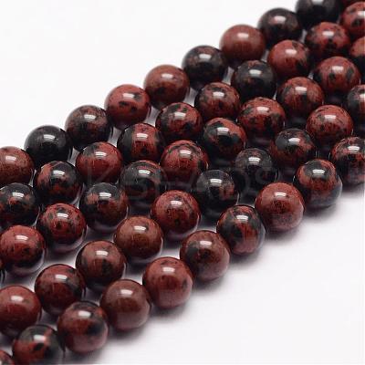 Natural Mahogany Obsidian Bead Strands G-K153-B17-8mm-1