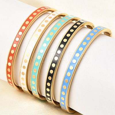 304 Stainless Steel Enamel Bangles BJEW-D408-41G-1