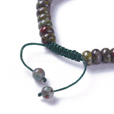 Adjustable Natural Dragon Blood Jasper Braided Bead Bracelets BJEW-F369-A16-1
