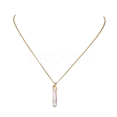 Electroplated Natural Keshi Pearl Pendant Necklaces NJEW-JN05604-01-1