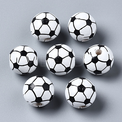 Painted Natural Wood European Beads WOOD-S057-050-1