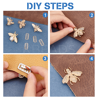 8 Sets 4 Style Bee Theme Zinc Alloy Bag Decorative Clasps PURS-WR0001-20-1