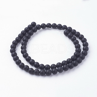 Natural Black Agate Bead Strands G-G735-60F-6mm-A-1