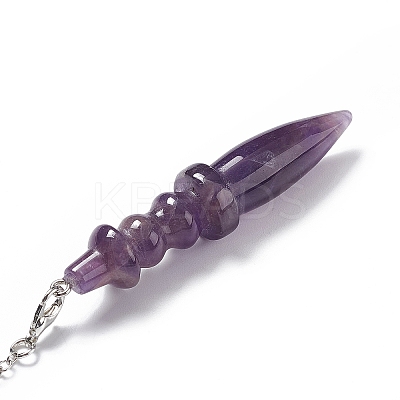 Natural Amethyst Pointed Dowsing Pendulums AJEW-B020-06P-01-1