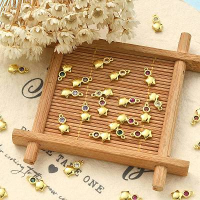 30Pcs Brass Micro Pave Cubic Zirconia Pendants ZIRC-CJ0001-17-1