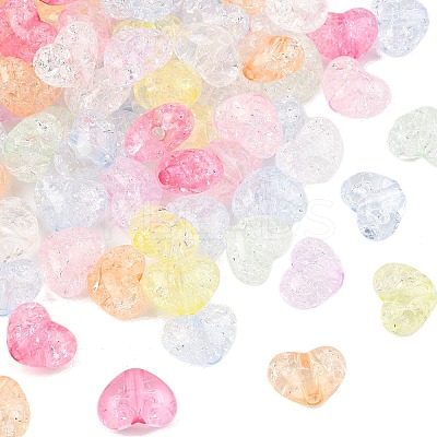UV Plating Transparent Crackle Acrylic Beads MACR-K361-44-1
