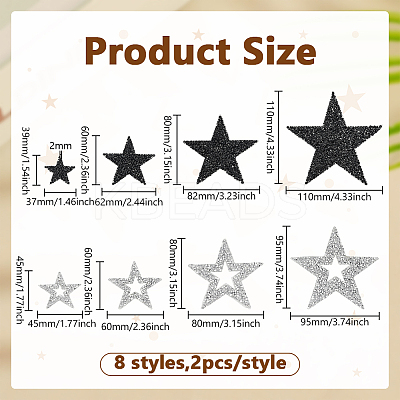 8 Styles Star Hotfix Resin Rhinestone Iron on Patches PATC-FG0002-27-1