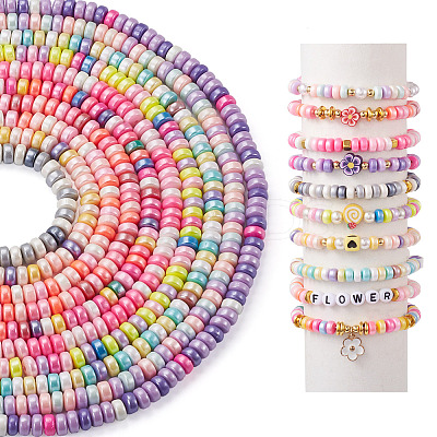 10 Strands 10 Colors Handmade Polymer Clay Beads CLAY-TA0001-51B-1