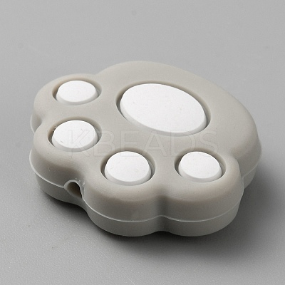 Cat Paw Print Food Grade Eco-Friendly Silicone Focal Beads SIL-WH0012-040E-1