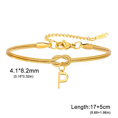 304 Stainless Steel Initial Charm Bracelets FS-WGD8E41-38-1