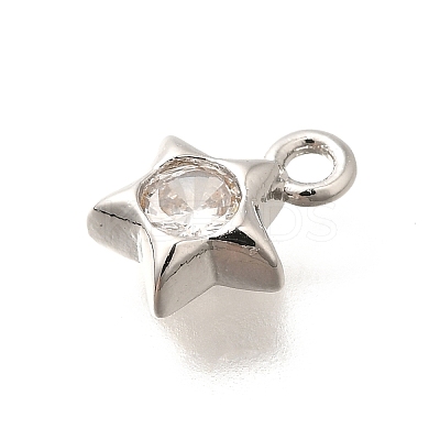 Brass Micro Pave Cubic Zirconia Charms KK-C085-23P-1