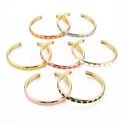 Hamsa Hand Enamel Cuff Bangle BJEW-S141-010-1
