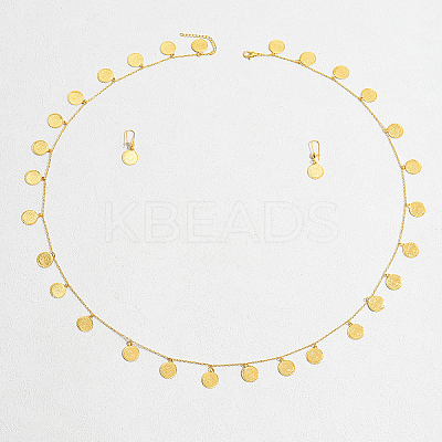 Vintage Brass Coin Charms Necklaces & Earrings Sets for Women UG1537-1