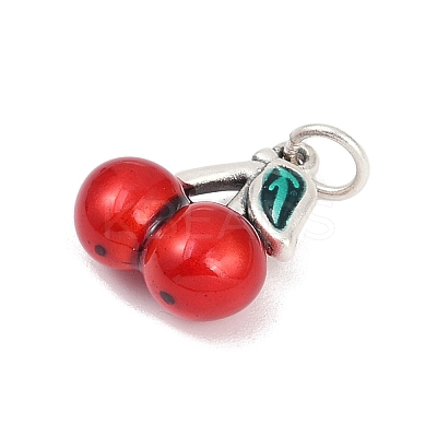 Fine Silver Red Enamel Fruit Pendants STER-F060-01AS-02-1