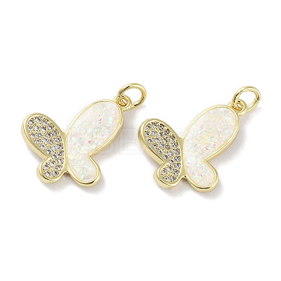 Brass Micro Pave Clear Cubic Zirconia Pendants KK-L213-044G-1