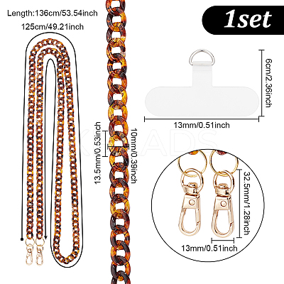 Leopard Print Acrylic Cell Phone Crossbody Curb Chain AJEW-AB00179-1