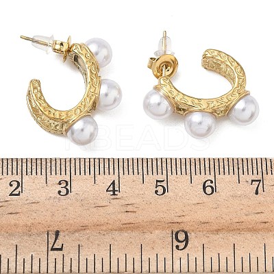 304 Stainless Steel ABS Imitation Pearl C-Shaped Stud Earrings EJEW-K268-71G-1