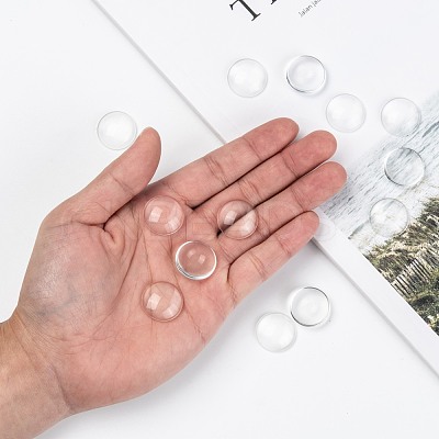 Transparent Glass Cabochons GGLA-R026-20mm-1