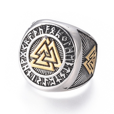 304 Stainless Steel Signet Rings for Men RJEW-D073-09-ASG-1