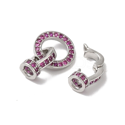 Rack Plating Brass Micro Pave Orchid Cubic Zirconia Fold Over Clasps KK-A222-04B-P-1