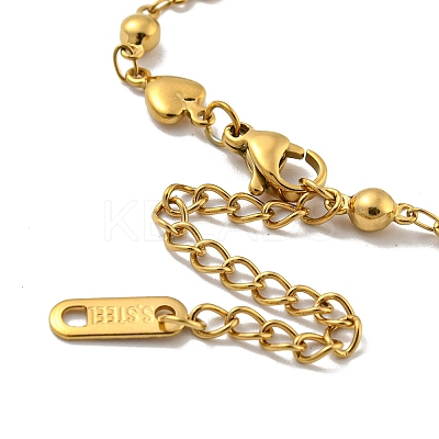 Heart & Round 304 Stainless Steel Link Chains Bracelets for Women LS-BJEW-B059-01G-01-1