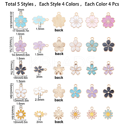 80Pcs 20 Style Light Gold Alloy Enamel Charms & Pendants ENAM-SC0002-73-1
