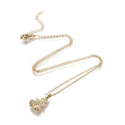 Brass Micro Pave Cubic Zirconia Pendant Necklaces NJEW-I230-23-1