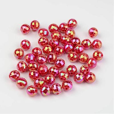 Faceted Colorful Eco-Friendly Poly Styrene Acrylic Round Beads SACR-K001-6mm-6-1