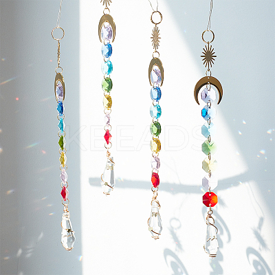 AHADEMAKER 4Pcs Sun Catcher Pendant Decorations HJEW-GA0001-20-1