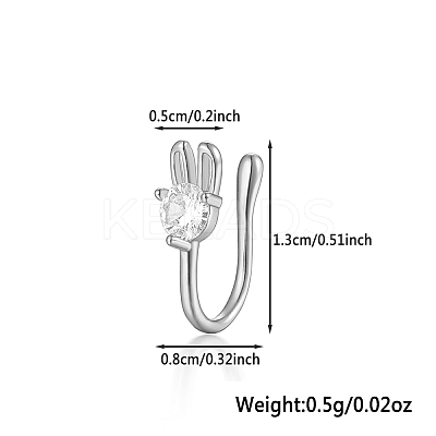 925 Sterling Silver Pave Clear Cubic Zirconia Rabbit Nose Rings MA2524-12-1