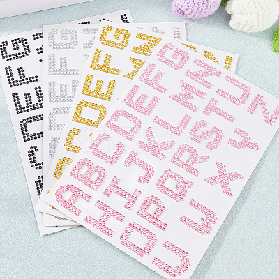 8 Sheets 4 Colors Letter A~Z Acrylic Hotfix Rhinestone DIY-CP0012-52-1