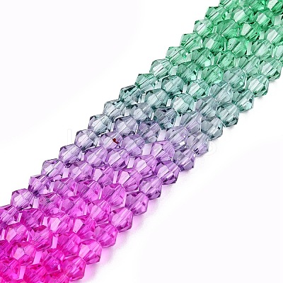 Gradient Color Baking Paint Glass Bead Strands X-DGLA-A039-T6mm-A010-1