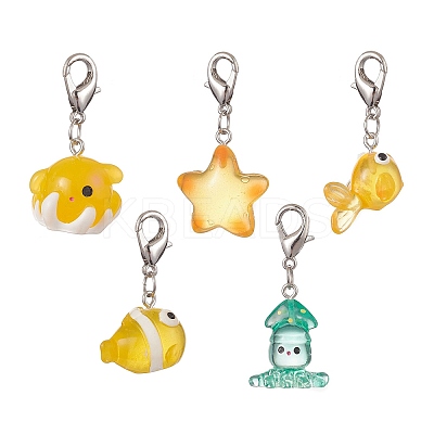 Marine Series Resin Pendant Decoraiton HJEW-JM00959-1