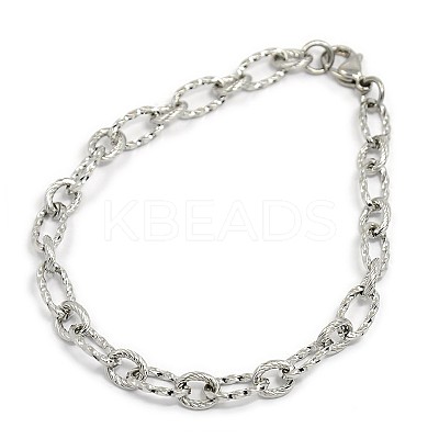 Tarnish Resistant Fashionable 304 Stainless Steel Composite Figaro Cable Chains Bracelets STAS-A028-B095P-1