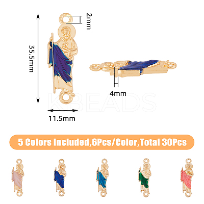 30Pcs 5 Colors Religion Zinc Alloy Enamel Connector Charms ENAM-FH0001-76-1
