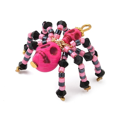 Halloween Theme Dyed Synthetic Turquoise & Glass Seed Beads Pendants PALLOY-MZ00774-01-1