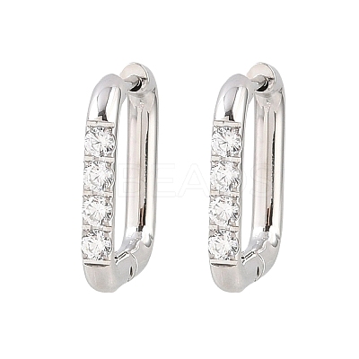 304 Stainless Steel Clear Cubic Zirconia Square Hoop Earrings EJEW-L307-09P-1
