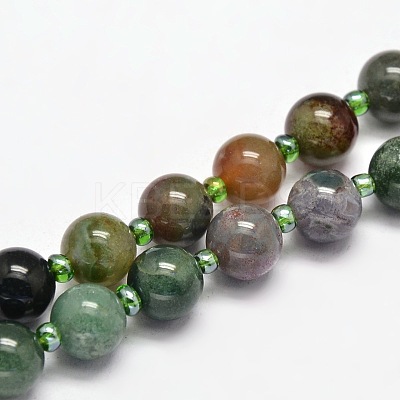 Natural Moss Agate Graduated Beaded Necklaces NJEW-F113-01C-1