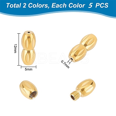 10Pcs 2 Colors 304 Stainless Steel Screw Clasps STAS-UN0050-13-1