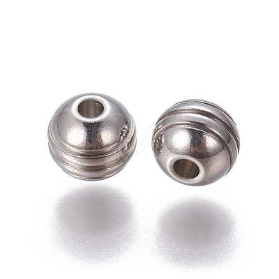 Tarnish Resistant 201 Stainless Steel Grooved Beads STAS-P239-04P-1