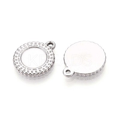 304 Stainless Steel Pendant Cabochon Settings STAS-T067-09P-1