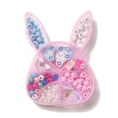 Children's Day Theme Maple Wood Jewelry Set DIY Making Kits WOOD-C006-02G-1