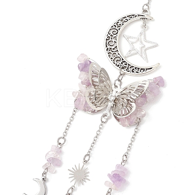 Alloy Hollow Moon Butterfly Hanging Ornaments HJEW-TA00173-01-1