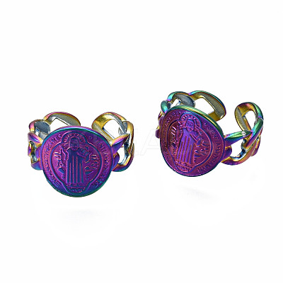 Oval with Jesus Cuff Rings RJEW-N038-013-1