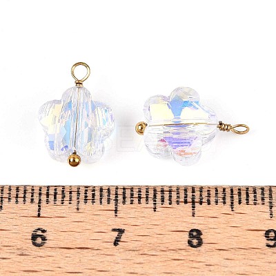 Electroplate Glass Flower Charms STAS-N110-15G-1