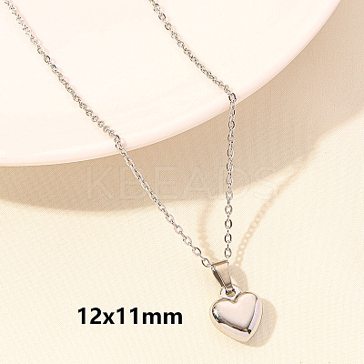 304 Stainless Steel Heart Pendant Necklaces for Men and Women FS-WG1B83F-07-1