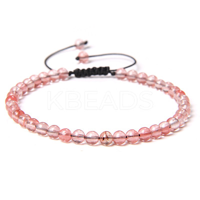 Adjustable Women's Watermelon Stone Glass Beaded Bracelet CN3407-26-1
