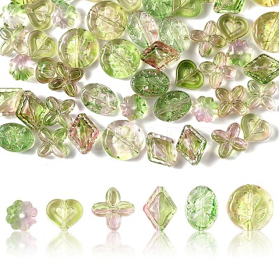 60Pcs 6 Styles Two Tone Transparent Acrylic Beads MACR-YW0004-09-1