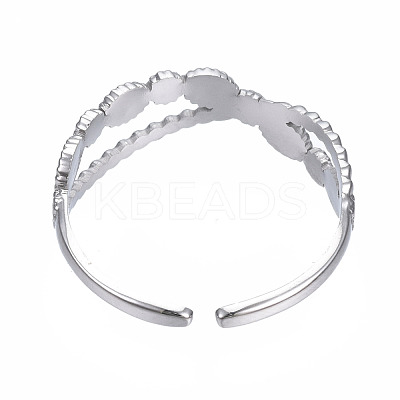 Non-Tarnish 304 Stainless Steel Criss Cross Open Cuff Ring RJEW-T023-71P-1