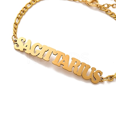 Constellation 202 Stainless Steel Figaro Chain Link Bracelets for Women Men LS-AJEW-U006-01K-1